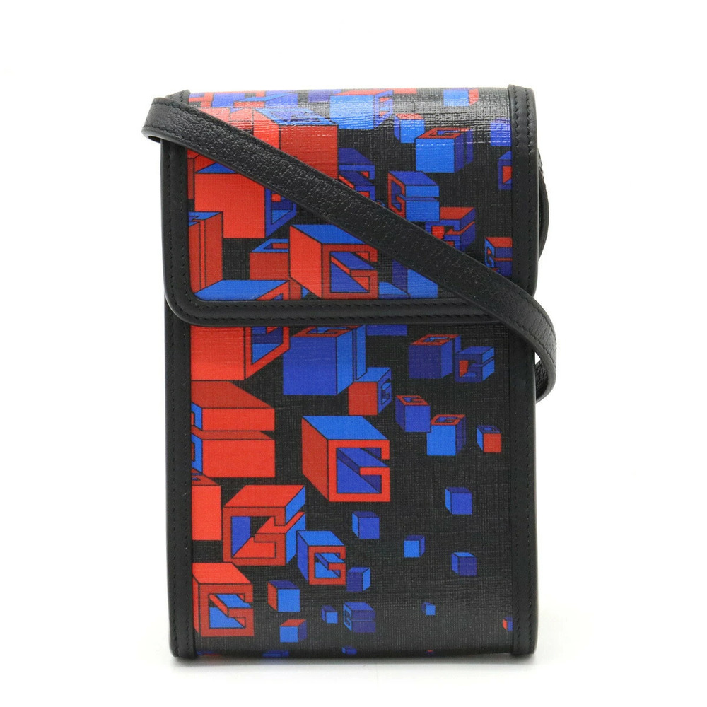 Gucci Graphic Square G Space Shoulder Bag Leather Black Red Blue